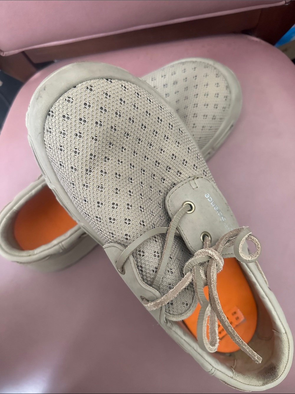 Men's Perforated Boat Shoes in Light Beige M-10, EUR 42-43